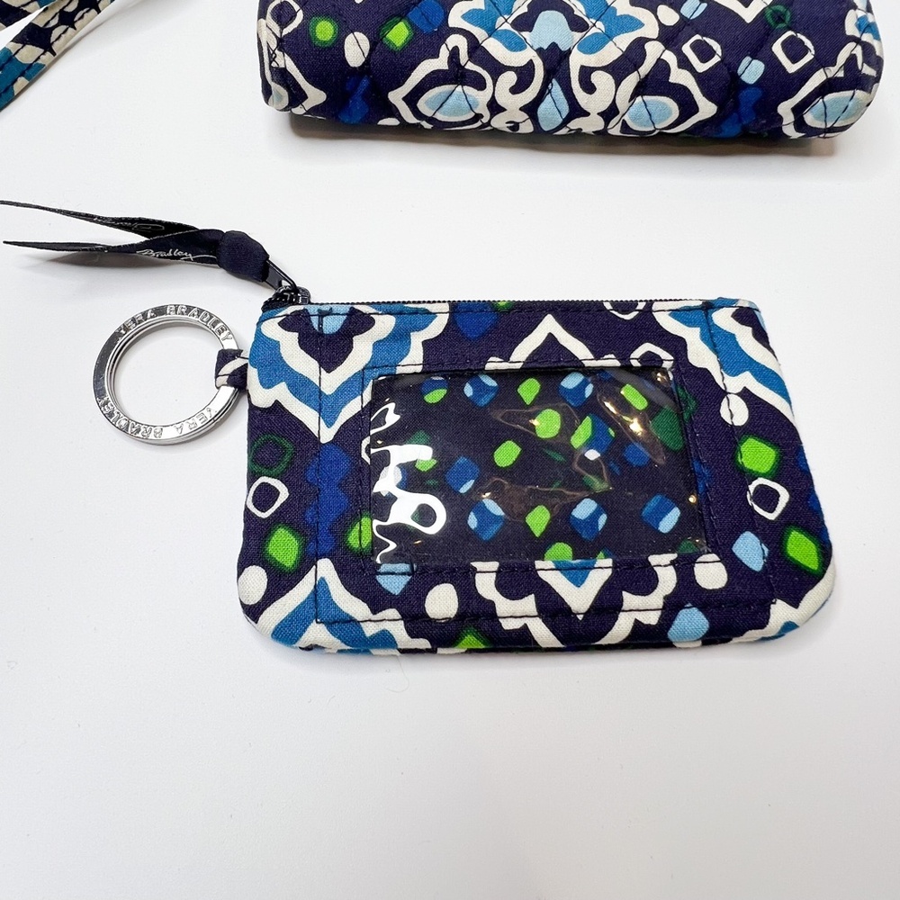 Vera Bradley Wristlet and Coin Purse Ink Blue Quilted Fabric Bags - Picture 2 of 8